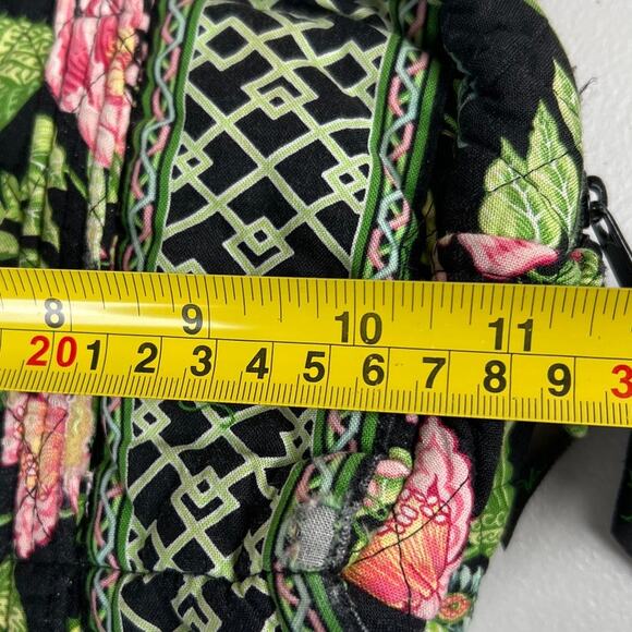 Vera Bradley Purse Quilted Black/Green 2 handles Floral Print - Picture 2 of 5